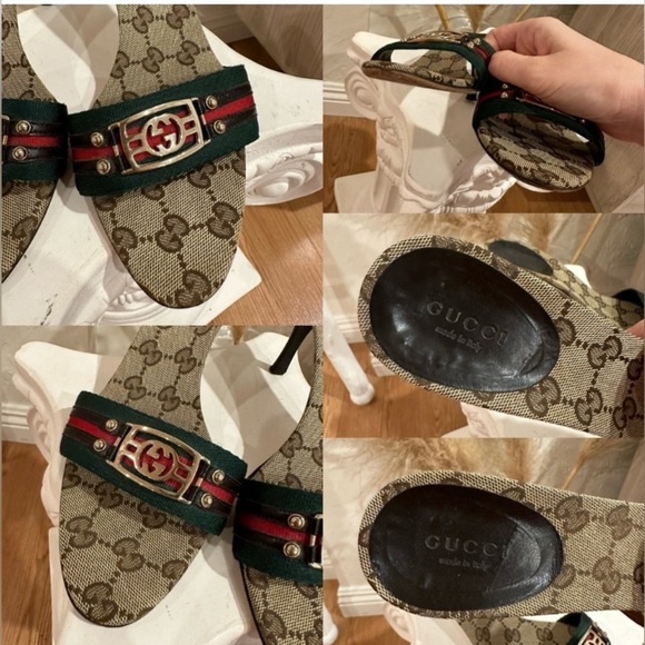 GUCCI Web Stripe Hysteria “GG Monogram Mule Sandals w/COA, EUC - Picture 9 of 14